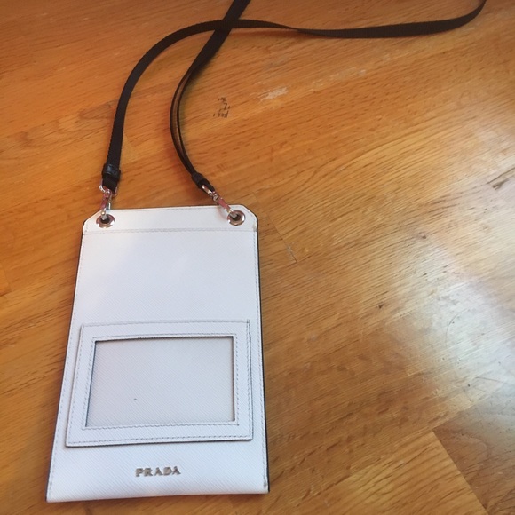 Prada lanyard with strap. White and brown. Worn once. Authentic. No flaws. - Picture 4 of 5